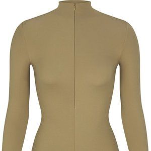 SKIMS Fitd Everybody Half Zip Long Sleeve Top - Khaki - XL